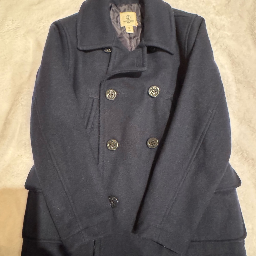 Boy's Small 8 Navy Double-Breasted Peacoat Lands End